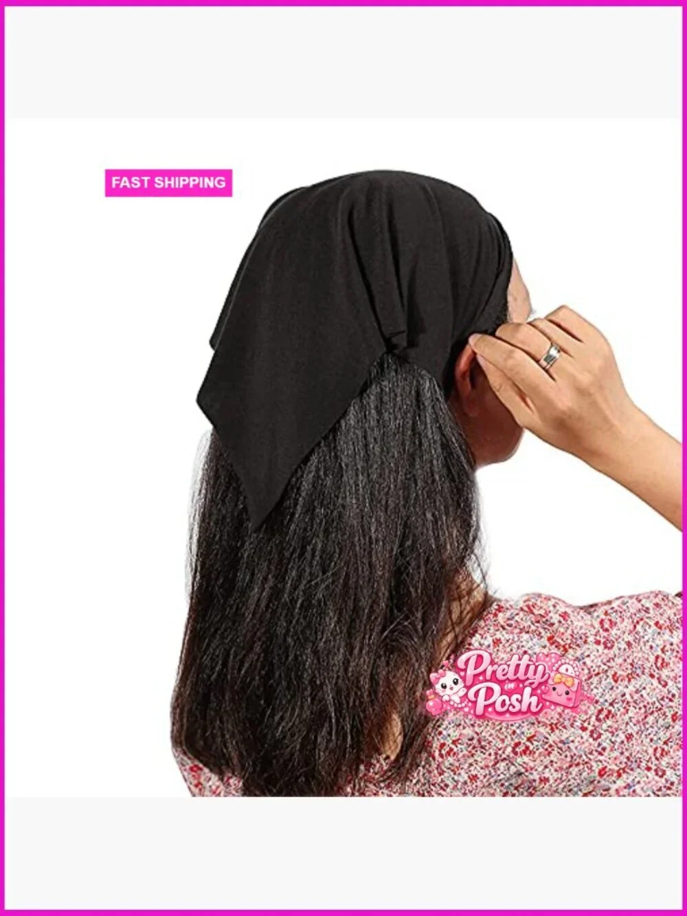 Cotton Headband Hair Scarf with Clips Non Slip Boho Triangle Kerchief